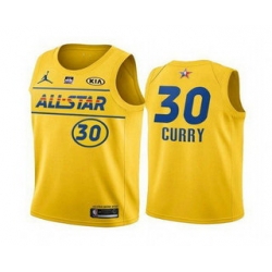 Men 2021 All Star 30 Stephen Curry Yellow Western Conference Stitched NBA Jersey