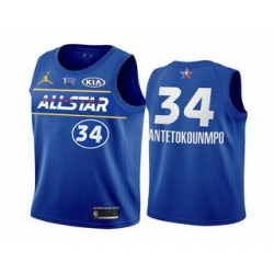 Men 2021 All Star 34 Giannis Antetokounmpo Blue Eastern Conference Stitched NBA Jersey