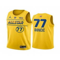 Men 2021 All Star 77 Luka Doncic Yellow Western Conference Stitched NBA Jersey