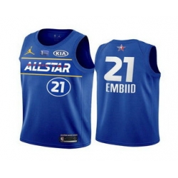 Men 2021 All Star Philadelphia 76ers 21 Joel Embiid Blue Eastern Conference Stitched NBA Jersey