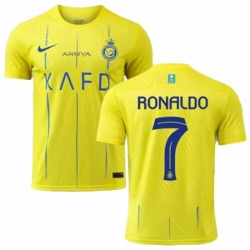 Men Al Nassr 7 Cristiano Ronaldo Yellow 2024 Home Soccer Jersey Men Al Nassr 7 Cristiano Ronaldo Yellow 2024 Home Soccer Jersey