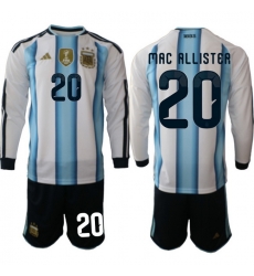 Argentina 2026 FIFA World Cup Soccer Jersey White LONG #20 MAC ALLISTER