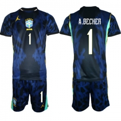 Youth Brazil 2026 FIFA World Cup Blue Away Soccer Jersey A.BECKER #1