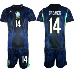 Youth Brazil 2026 FIFA World Cup Blue Away Soccer Jersey BREMER #14