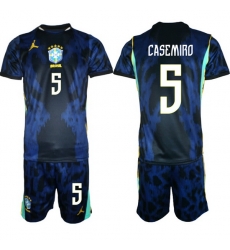 Youth Brazil 2026 FIFA World Cup Blue Away Soccer Jersey CASEMIRO #5