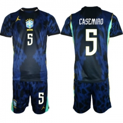 Youth Brazil 2026 FIFA World Cup Blue Away Soccer Jersey CASEMIRO #5