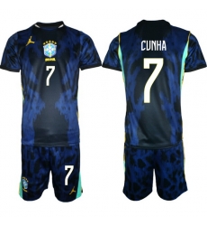 Youth Brazil 2026 FIFA World Cup Blue Away Soccer Jersey CUNHA #7