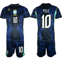 Youth Brazil 2026 FIFA World Cup Blue Away Soccer Jersey PELE #10