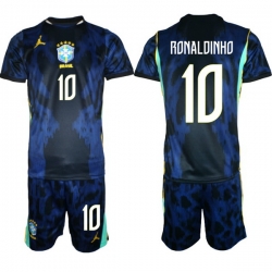Youth Brazil 2026 FIFA World Cup Blue Away Soccer Jersey RONALDINHO #10