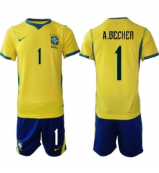 Youth Brazil 2026 FIFA World Cup Yellow Home Soccer Jersey A.BECKER #1