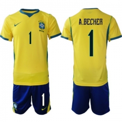 Youth Brazil 2026 FIFA World Cup Yellow Home Soccer Jersey A.BECKER #1