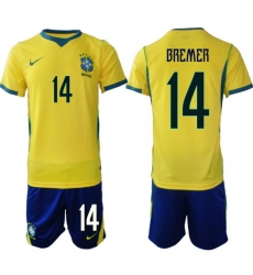 Youth Brazil 2026 FIFA World Cup Yellow Home Soccer Jersey BREMER #14
