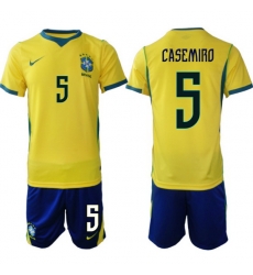 Youth Brazil 2026 FIFA World Cup Yellow Home Soccer Jersey CASEMIRO #5