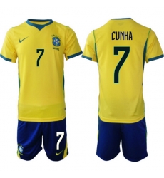 Youth Brazil 2026 FIFA World Cup Yellow Home Soccer Jersey CUNHA #7