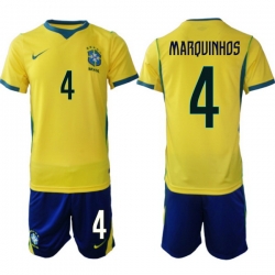Youth Brazil 2026 FIFA World Cup Yellow Home Soccer Jersey MARQUINHOS #4