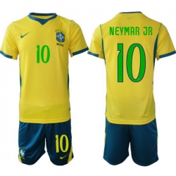 Youth Brazil 2026 FIFA World Cup Yellow Home Soccer Jersey NEYMAR JR #10 Green