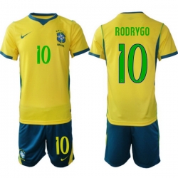 Youth Brazil 2026 FIFA World Cup Yellow Home Soccer Jersey RODRYGO #10