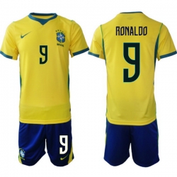 Youth Brazil 2026 FIFA World Cup Yellow Home Soccer Jersey RONALDO #9