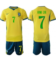 Youth Brazil 2026 FIFA World Cup Yellow Home Soccer Jersey VINI JR. #7 Green