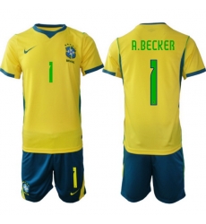 Men Brazil 2026 FIFA World Cup Yellow Home Soccer Jersey A.BECKER #1 Green