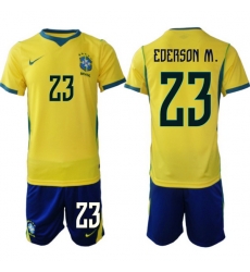 Men Brazil 2026 FIFA World Cup Yellow Home Soccer Jersey EDERSON M. #23