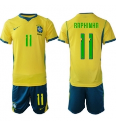 Men Brazil 2026 FIFA World Cup Yellow Home Soccer Jersey RAPHINHA #11 Green