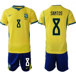 Men Brazil 2026 FIFA World Cup Yellow Home Soccer Jersey SANTOS #8