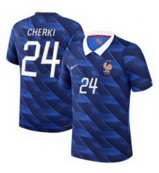 Men 24Rayan Cherki France Jersey 2 Men 24Rayan Cherki France Jersey 2