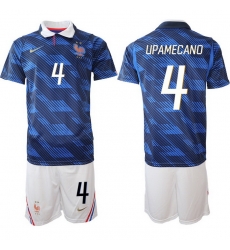 Men France 2026 FIFA World Cup Blue Soccer Jersey #4 Dayot Upamecano