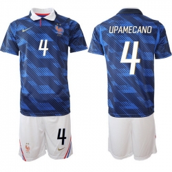 Men France 2026 FIFA World Cup Blue Soccer Jersey #4 Dayot Upamecano