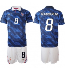 Men France 2026 FIFA World Cup Blue Soccer Jersey #8 Aurelien Tchouameni