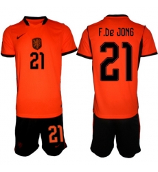 Men Netherlands 2026 Soccer Jerseys Orange #21 Frenkie de Jong