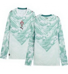 Men 0 Portugal Replica Blank Long Sleeve Away Jersey   2