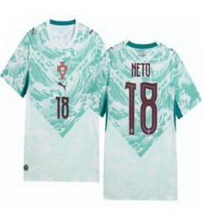 Men 18 Portugal Replica Pedro Neto Long Sleeve Away Jersey   1