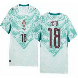 Men 18 Portugal Replica Pedro Neto Long Sleeve Away Jersey   1