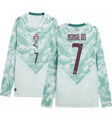 Men 7 Portugal Replica Cristiano Ronaldo Long Sleeve Away Jersey 2 Men 7 Portugal Replica Cristiano Ronaldo Long Sleeve Away Jersey 2