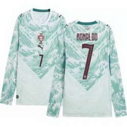 Men 7 Portugal Replica Cristiano Ronaldo Long Sleeve Away Jersey   2