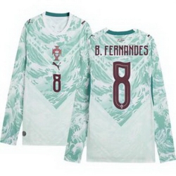 Men 8 Portugal Replica Bruno Fernandes Long Sleeve Away Jersey   2