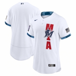 Men's Miami Marlins Blank Nike White 2021 MLB All-Star Game Authentic Jersey