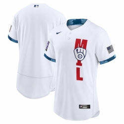 Men's Milwaukee Brewers Blank Nike White 2021 MLB All-Star Game Authentic Jersey
