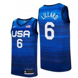 Men's USA Team Damian Lillard Home Blue 2021 Tokyo Olympics Jersey