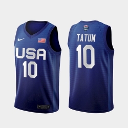 Men's USA Team Jayson Tatum Away Blue 2021 Tokyo Olympics Jersey