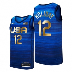 USA Dream Team 12 Jrue Holiday 2021 Tokyo Olymipcs Nike Basketball Jersey Blue