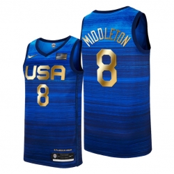 USA Dream Team 8 Khris Middleton 2021 Tokyo Olymipcs Nike Basketball Jersey Blue