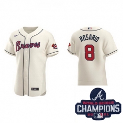 Men Nike Atlanta Braves 8 Eddie Rosario Ice Cream Alternate Stitched Baseball Stitched MLB 2021 Champions Patch Jersey