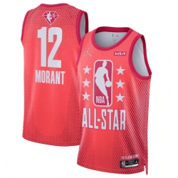 Men 2022 All Star 12 Ja Morant Maroon Stitched Basketball Jerse
