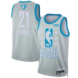 Men 2022 All Star 21 Joel Embiid Blue Eastern Conference Gray Eastern Conference Stitched Basketball Jerse