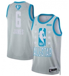 Men 2022 All Star 6 Lebron James Gray Stitched Basketball Jersey