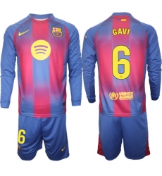 Men FC Barcelona 2026 Soccer Jerseys Red Long #6 GAVI