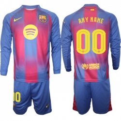 Men FC Barcelona 2026 Soccer Jerseys Red Long CUSTOM (2)
